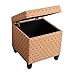 HomePop Upholstered Storage Cube Ottoman with Hinged Lid, Orange Geometric 17