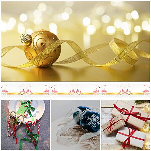 Decyool 4 Rolls 100 Yards Christmas Ribbons Metallic Glitter Fabric Holiday Festival Satin Ribbons 10Mm Wide For Gift Wrapping Decoration #TOP6