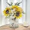 Fake Flowers in VaseArtificial Sunflower Bouquets in Vase with a Flower Arrangement HolderTable Centerpieces for Dining RoomFlower Centerpieces for TablesFaux Flowers in VaseCoffee Table Decor