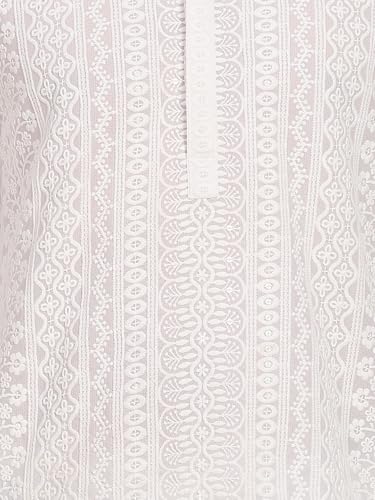 Image of See Designs Men's Full Sleeve Mandarin Collar Chikankari Embroidered Straight Kurta with Salwar