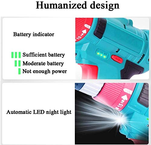 QHYXT Akkuschrauber, Elektroschrauber, Akku-Set, Ladegerät in Tragetasche, Lithium-Bohrmaschine, zweistufig, Akku… – Bild 3