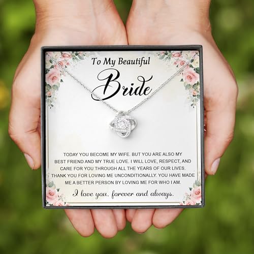 Groom To Bride Necklaces, Groom To Bride Necklace Gifts With Message Card, Groom To Bride Necklace For Wedding Day, To My Bride Necklace, Bridal Shower Necklace Gifts For Bride To Be4