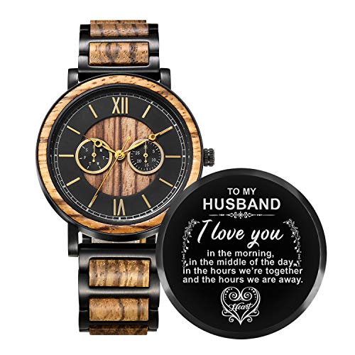 Kenon-Personalized-Fathers-Day-Wooden-Watches-Gift-for-Dad-Husband-Man-Customized-Handmade-Wood-Watch-with-Stainless-Steel-Strap-Graduation-Valentines-Christmas-Birthday-Gift-for-Men