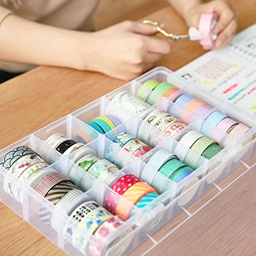 Adjustable 15-Compartment Grid Slot Plastic Storage Box Jewelry Bead Tool For Washi Tape, Art Supplies And Sticker Container Organizer Case #TOP3