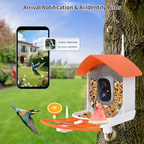 Image of Fazoxo Bird Feeder with Camera,Birds House Camera,Solar Powered,Orange