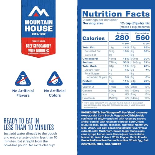 Image of Mountain House Freeze-Dried Dinner Entree | Backpacking Meals for Camping and Hiking, 4 Servings, 30-Year Shelf-Life, 2-Pack