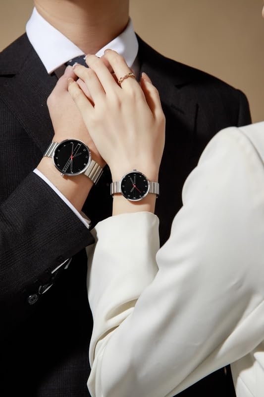 Image of Giordano Analog Couple Watch Set - Elegant Dial with Stainless Steel Strap - His & Hers Matching Watches - Minimalist Unisex Design