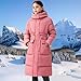 Winter Down Overcoats for Girls Elastic Waisted Hooded Long Coat Fashion Quilted Cute Solid Color Outerwear Holiday Pink