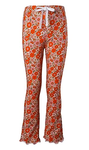Girl's Floral Print Cotton Elastic Waist Flare Bottom Pants Legging Pants
