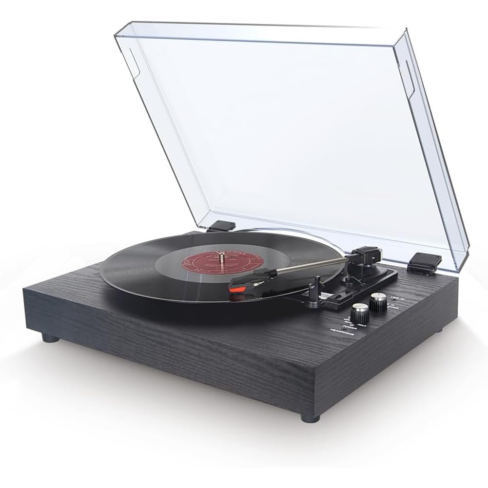 Lettore di dischi in vinile Bluetooth, doppio altoparlante HiFi integrato, copertura antipolvere, giradischi LP 33/45/78 giri/min, fonografo vintage per intrattenimento