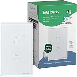 Interruptor Touch Inteligente Compatível Com Alexa Com 2 Teclas EWS 1002 Branco Intelbras