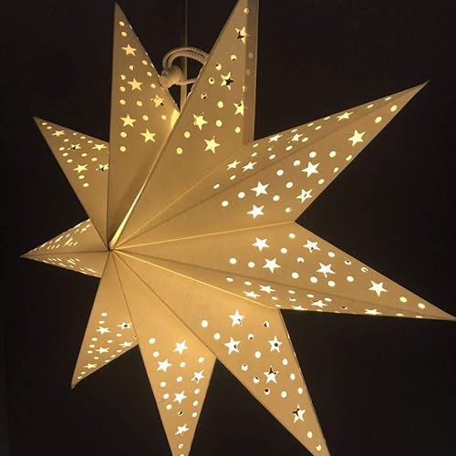 Miniatura 2 de Faroles de Papel con Diseño de Estrella 2 Piezas, Cubierta de Luz de Estrella, Guirnalda, Colgante para Faroles, Adorno para Árbol de Navidad, Tapa