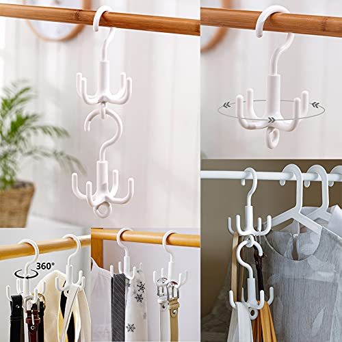 Liuhe 3 Pack Hangers For Closet, 4 Claws 360 Degree Rotatable, 6.3 Inches Large Size Twirl Stackable Hooks Tie Racks For Scarves Belts Ties Clothes Bags Shoes Scarf Closet Organizer Closet Storage #TOP2