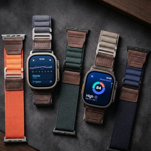 Alpine Loop with Leather Design for Apple Watch Ultra 3/2/1 Bands 49mm 46mm 45mm 44mm 42mm 41mm 40mm 38mm Men Women, Soft Stretchy Nylon Sport Band for iWatch Series 11 10 9 8 7 6 5 4 3 2 1, SE 3 2 1 - image 3