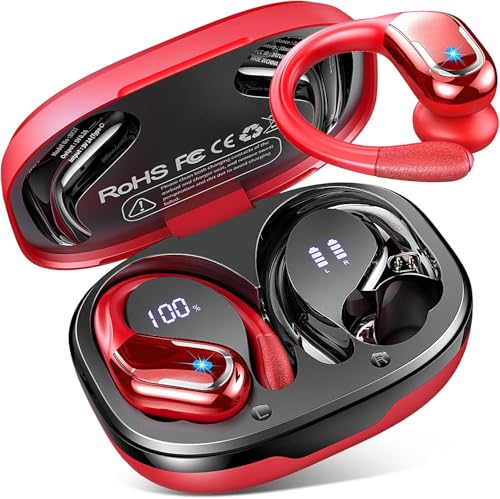 Rulefiss Bluetooth 5.4 Kopfhörer Sport, 75Std 3D-Stereo Kopfhörer Kabellos Bluetooth, IP-X8 Wasserdicht Tiefer Bass Wire...