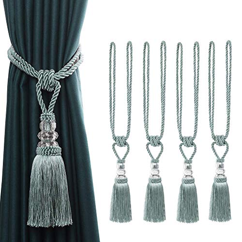 BEL AVENIR 4 Pack Curtain Tiebacks Hand-Woven Holdbacks Tassels Tiebacks
