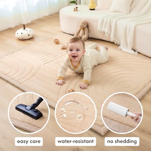 Image of Hakuna Matte CloudRise Baby Play Mat for Floor 47 inch x 67 inch Arches | Coral Velvet high-density foam Rug for Crawling & Cozy Play - Non-Slip, Water-Resistant, Easy-CareTummy Time Mat