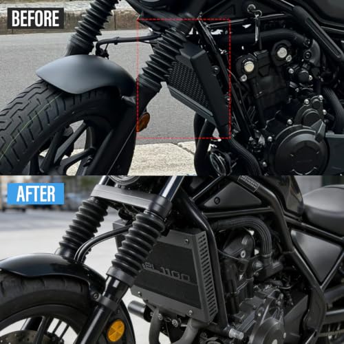 WOOGA Motorrad Kühlergrill schutz Wasser kühlung Kühler abdeckung Tanknetz schutz compatible with HO&NDA Rebel 1100 CMX1100 CMX 1100 Zubehör 2021 2022 2023 2024 2025 2026