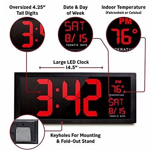 Reloj digital grande con temporizador y temperatura interior miniatura 3