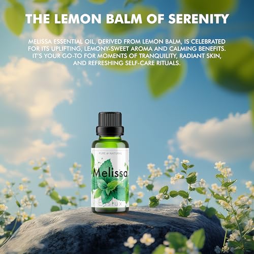 Image of Esslux Melissa Essential Oil for Comfortable Skin - Therapeutic Grade Melissa Oil - Perfect for Aromatherapy, Sensitive Skin, Sleep & Stress - Use in Diffusion or on Skin - 30 ML