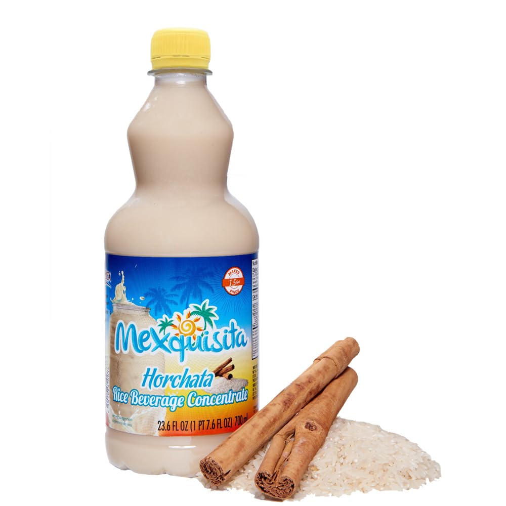 Mexquisita Horchata Concentrate for preparing delicious, refreshing, and natural horchata drinks, smoothies, and more | Made with flavors from natural sources | 23.6 oz Bottle (Horchata) - 2 Pack
