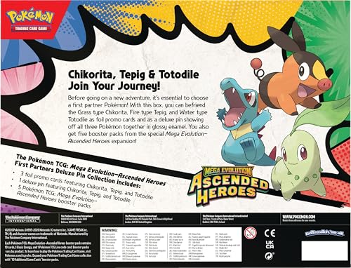Image of Pokemon TCG: Mega Evolution-Ascended Heroes First Partners Deluxe Pin Collection (3 Foil Promo Cards, 1 Deluxe Pin & 5 Booster Packs