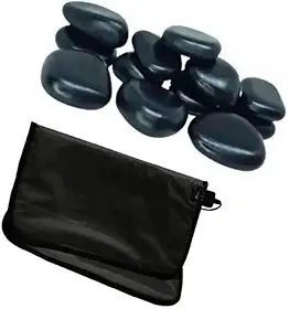 Kit Massagem 12 Pedras Quentes Vulcânicas + Bolsa Aquecedora - Conjunto Completo para Terapia Relaxante, Alívio de Tensões Musculares e Bem-Estar, Ideal para Uso Profissional e Pessoal - 127V