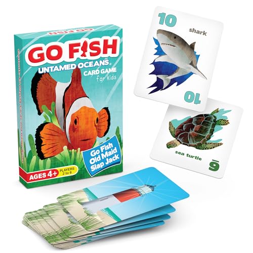 GO FISH Untamed Oceans Card Game for Kids Age 4-8 & Up – Play Matching, Old Maid & Slap Jack Using the Same Deck – Easy to Learn – Beautifully Illustrated – Fun Birthday Gift Boy or Girl