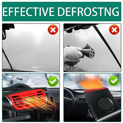 Car Heater, Fast Portable Auto Car Heater Defroster, 150W 12V Heater Windshield De-Icers, Automobile Windscreen Fan with Plug in Cigarette Lighter, Window Defroster for Car, SUV, Jeeps, Trucks - Thumbnail 5