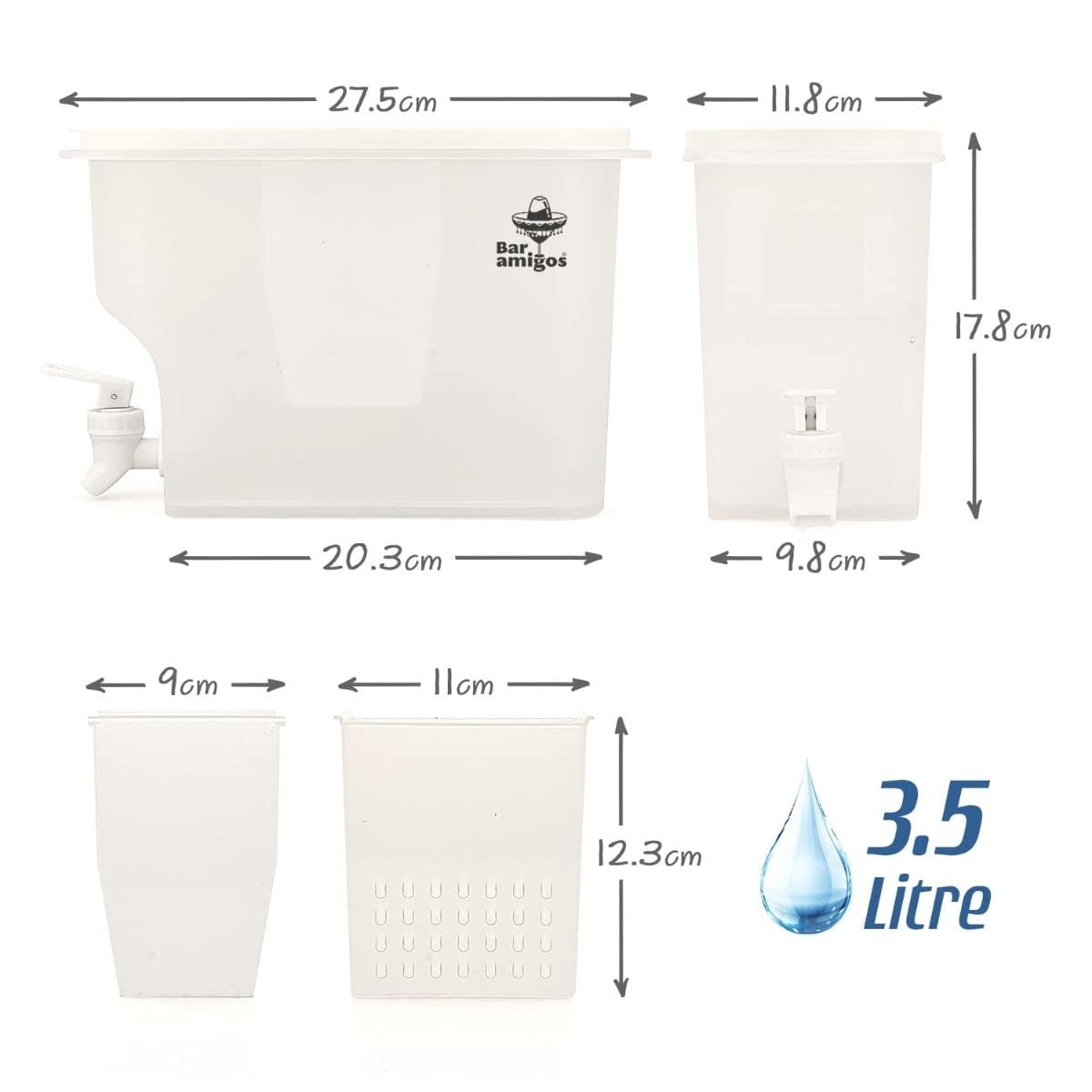Bar Amigos Contenitore per infusione di frutta 3,5 l PETG rubinetto bevande serbatoio