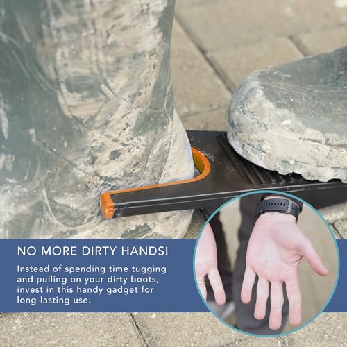 HEFTMAN Stiefelknecht für Gummistiefel - 2er-Pack Robuster Boot Jack, Stabiler Stiefelanzieher aus Kunststoff - Stiefelknechte mit Schuhabstreifer zum Entfernen von Schlamm (Schwarz/Orange)