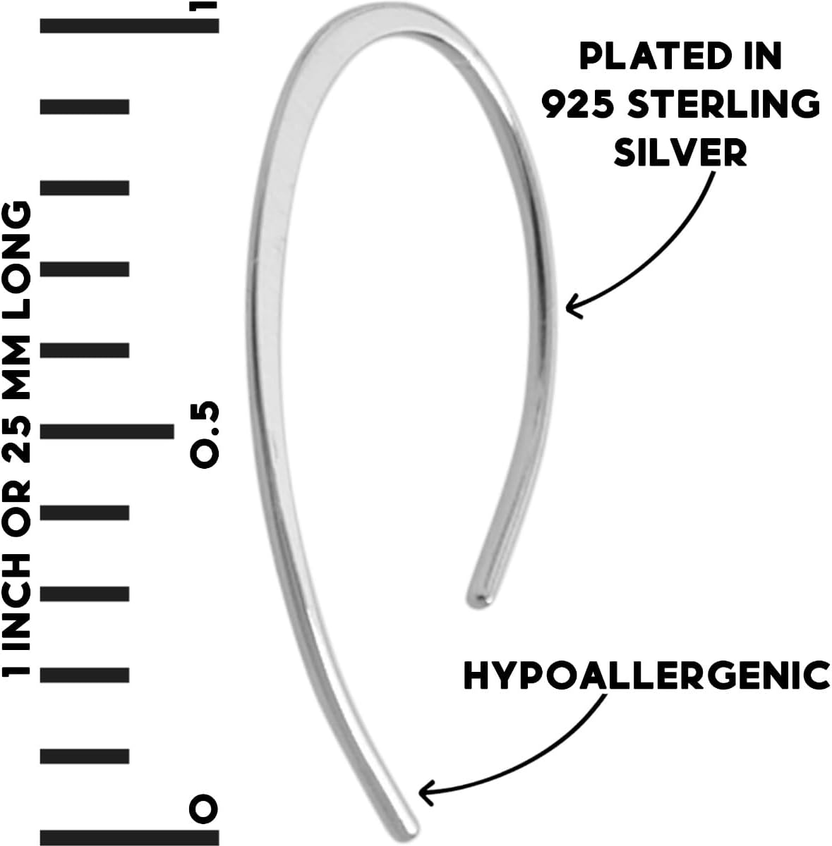 Upside Down Hoop Earrings - Hypoallergenic Lightweight Wire Needle Drop Dangle Threader Hoops for Women, Safe for Sensitive Ears - Plated in 925 Sterling Silver or 18k Gold - Image 4