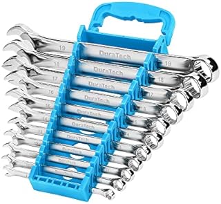 DURATECH Combination Spanner Set, Chrome Vanadium Steel, Metric, 11-Piece, 8-19mm, 12-Point, with Plastic Tray