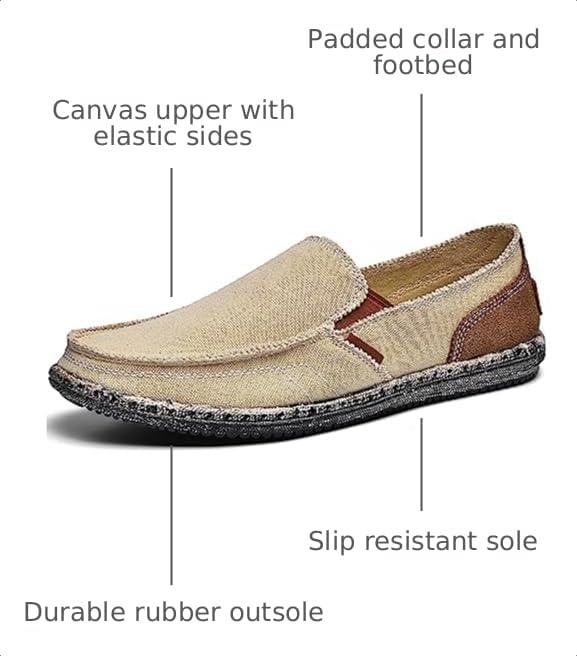 Image of CASMAG Men's Casual Cloth Shoes Canvas Slip on Loafers Vintage Boat Shoes | Breathable material, lightweight, Easy slip on & off, Comfortable, Non-Slip, Fashionable