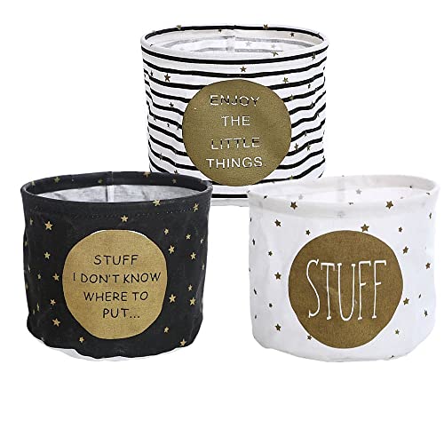 Norhogo Set di 3 Cestelli di immagazzinaggio cesta portaoggetti in Tessuto, mpermeabile Organizer da scrivania piccolo per casa, scuola materna, bagno, armadio 20 x 20 x 15cm