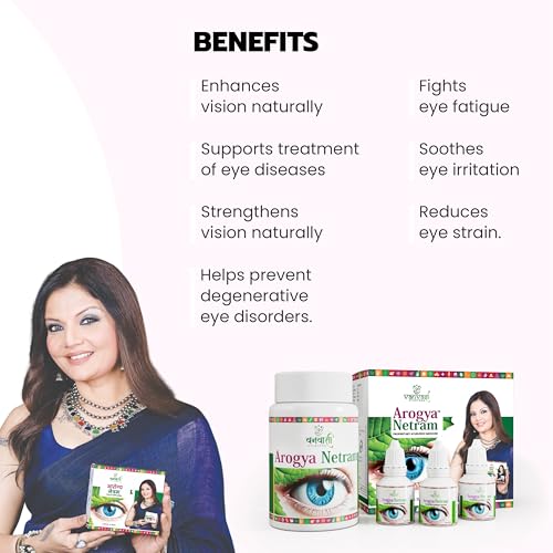 Image of Arogya Netram Herbal Eye Care Kit | Ayurvedic Capsules & Eye Drops for Tired, Dry Eyes & Vision Enhancement | Natural Eye Strain Relief