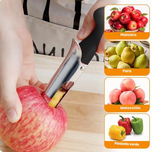 Miniatura 7 de 2 Piezas Descorazonador De Manzanas Portátil, Manzana Con Mango Y Hoja Dentada, Manzanas Duradero Y Portátil Descorazonador Para Manzana, Peras, Melocotones, Albaricoques, Pimientos Dulces, Tomates