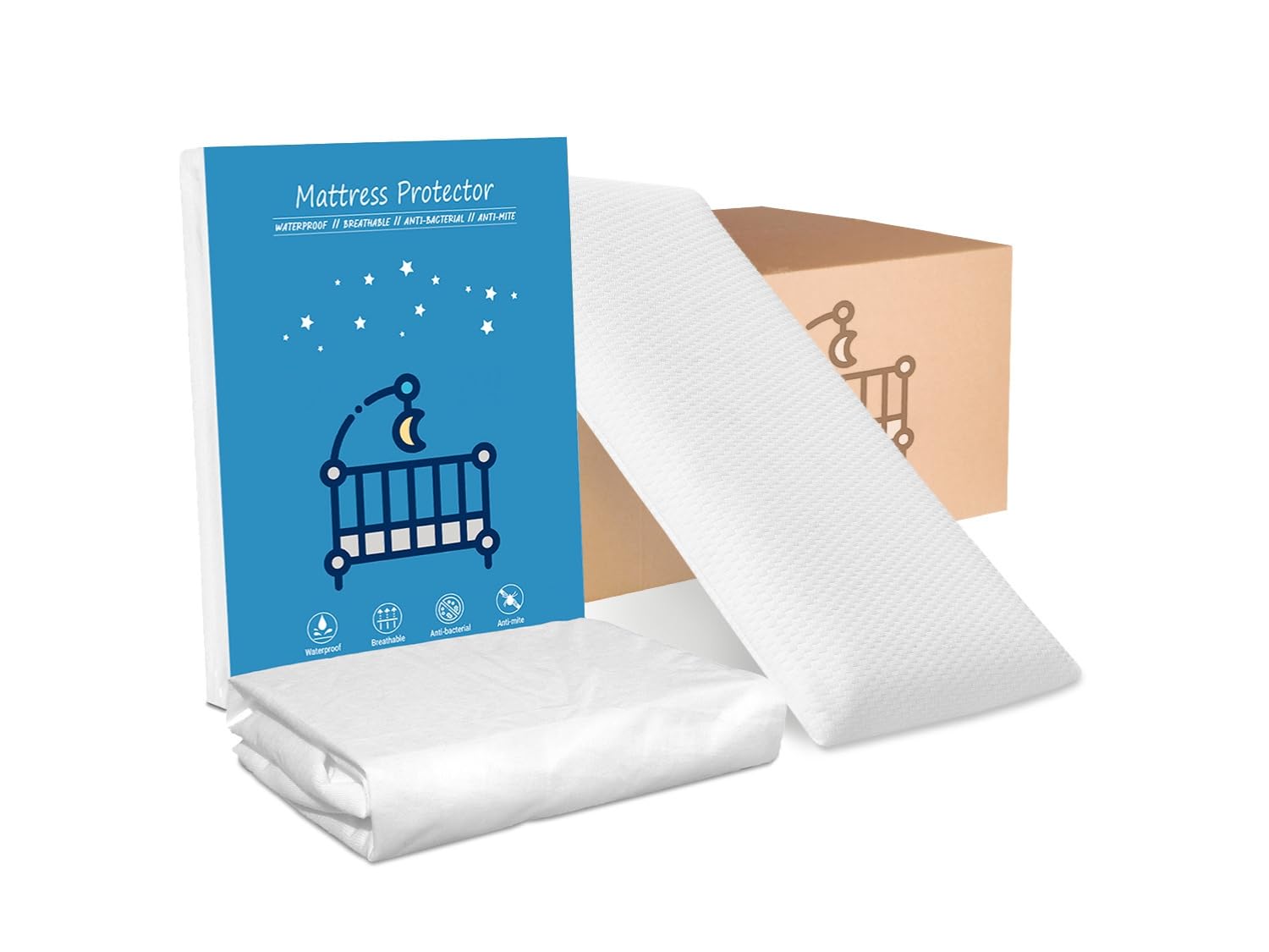 DORMISSIMO Pack Almohada Junior 80X35X6 cm de viscoelástica + 1 Sábanas Protectoras 80X190/200 cm