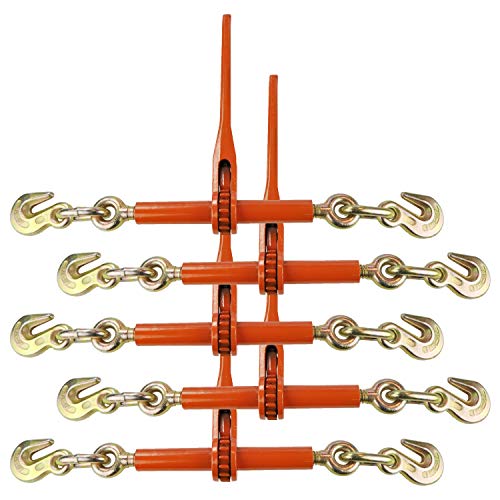 VULCAN Ratchet Style Load Binder with 2 Grab Hooks, 5 Pack - Classic