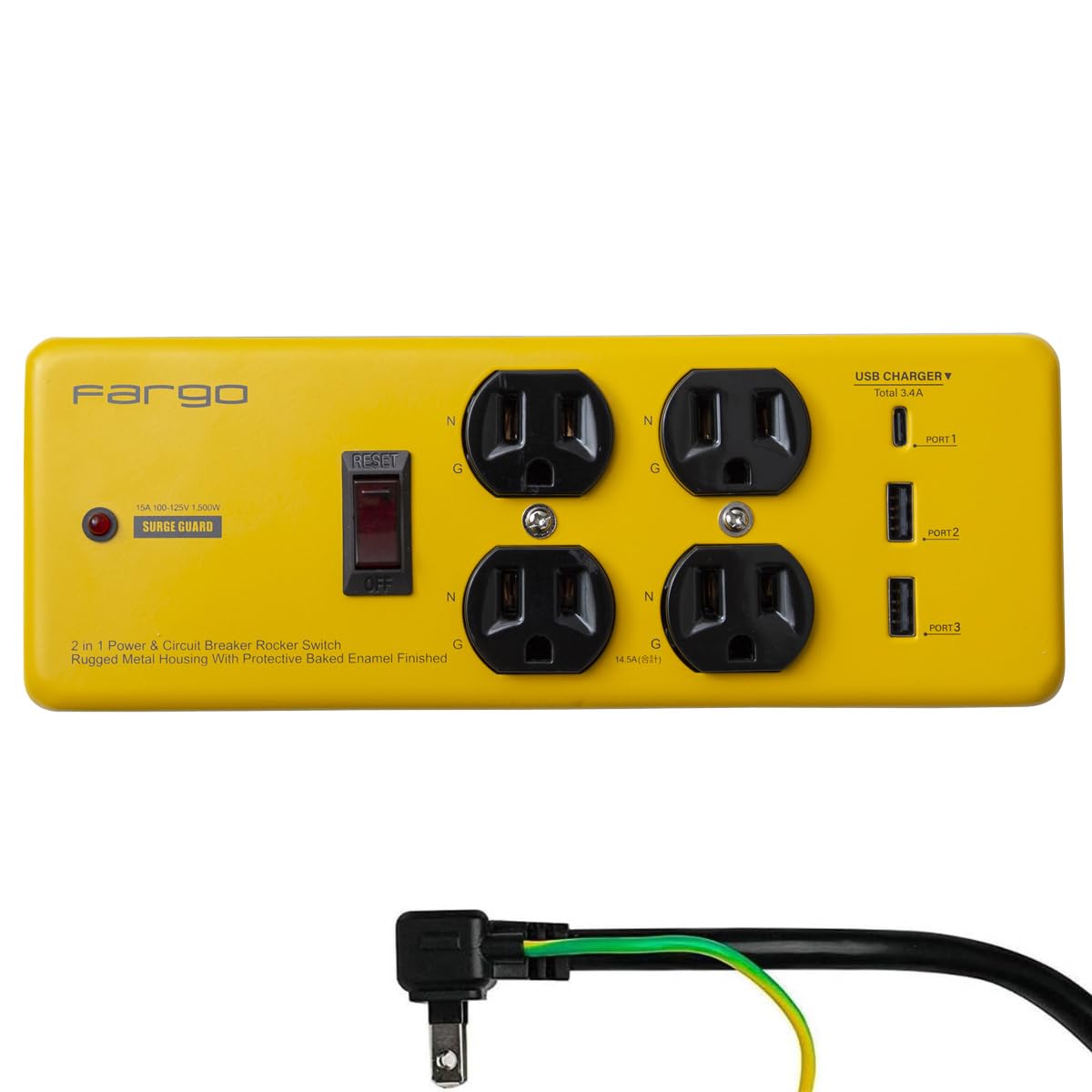 Amazon.co.jp: Fargo ファーゴ STEEL TAP 電源タップ スチール製 3ピン
