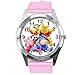 Montre à quartz avec bracelet en cuir rose pour les fans d'ours en peluche