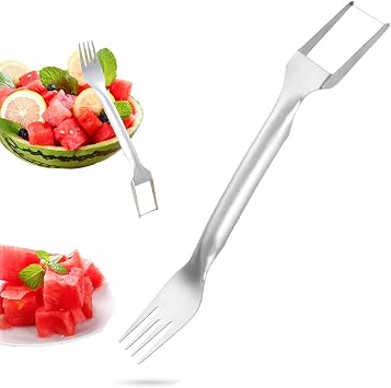 2-in-1 Watermelon Fork Slicer, Stainless Steel Fruit Cutter Watermelon Cutter Slicer Tool Watermelon Cutter Tool