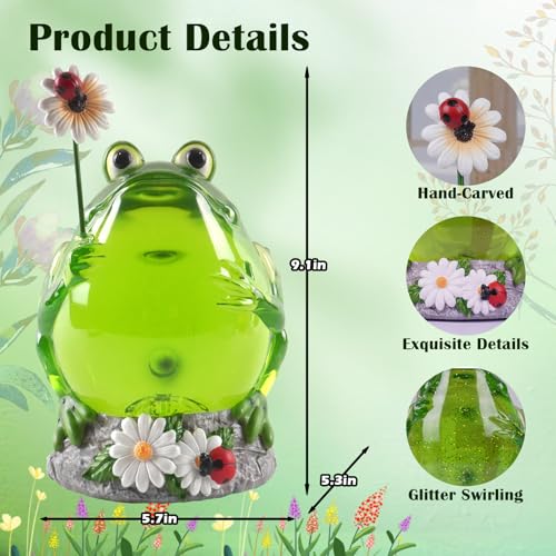 image for GlexpFesti Spring Frog Snow Globe Decor with 6H Timer, Swirling Glitte