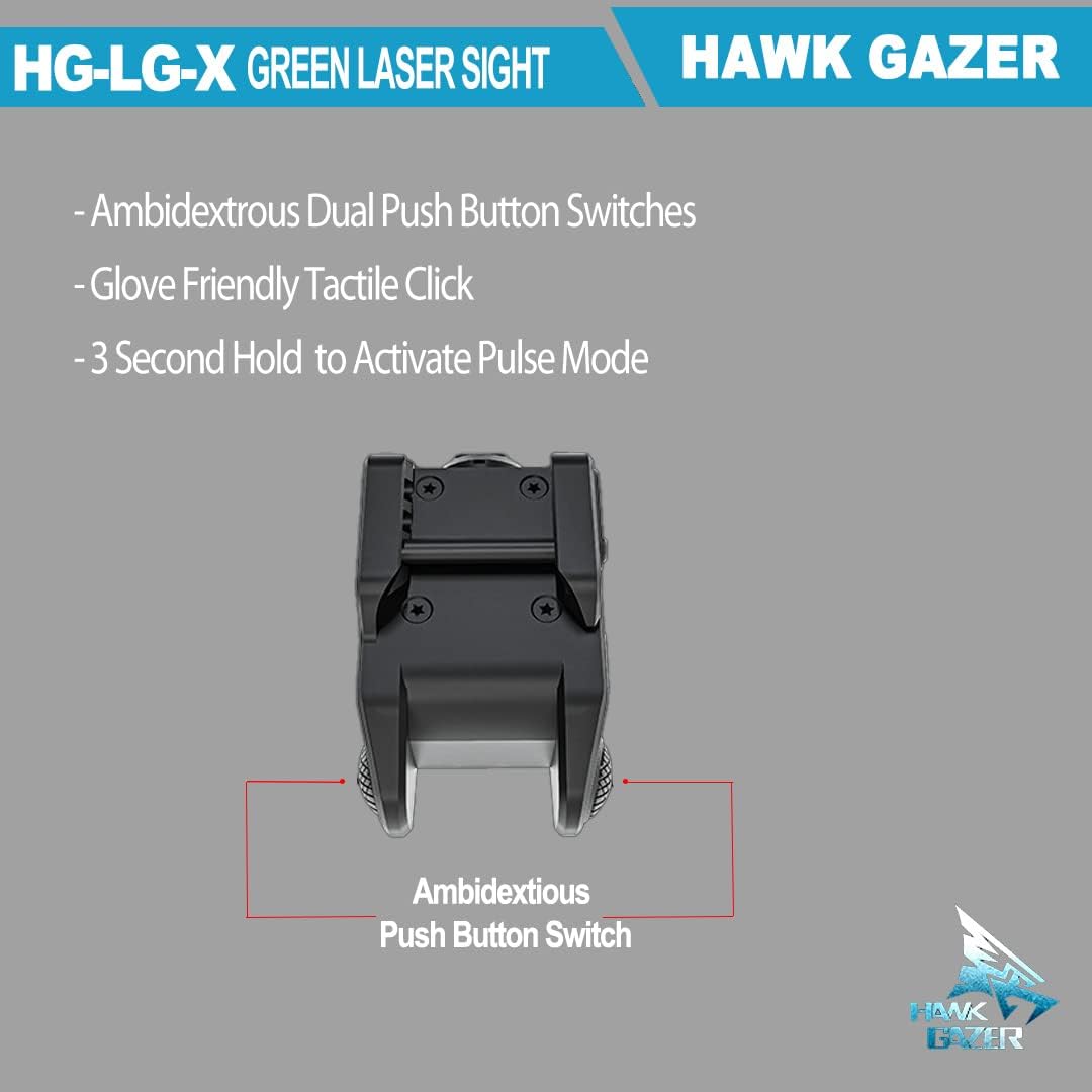 Hawk Gazer LG-X Rechargeable Green Laser Sight for Subcompact Pistols & Handguns, Compatible with Springfield XD XD-S XDM S&W M&P Beretta PX-4 Taurus Millennium Walther PPQ PPS PPX PK380 SR9C
