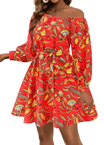 Image of Women Boho African Floral Print Pleated Short Midi Dress Multi-Way Dress for Casual Rave Club Party