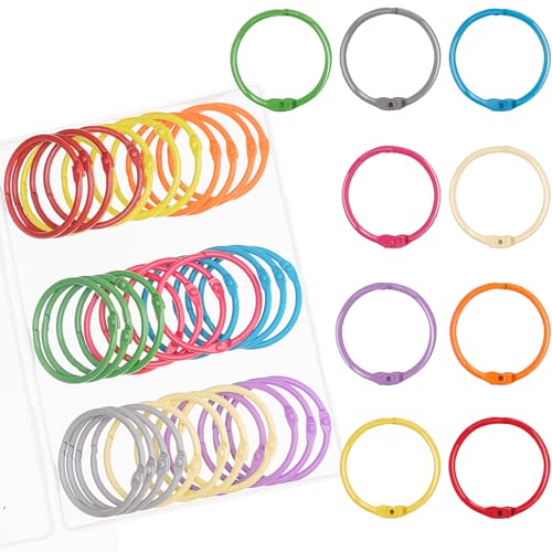 Image of Antner 36PCS Metallic Loose Leaf Binder Rings 1 4 /5 inch Colorful Book Rings, Metal Steel Loose Leaf Rings Keychain Key Rings Index Cards Rings Paper Rings for School Office, 9 Colors