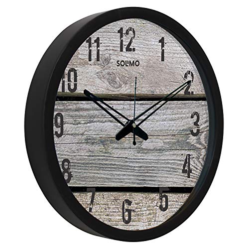 Image of Amazon Brand - Solimo 12-inch Wall Clock - Designer (Silent Movement, Black Frame)