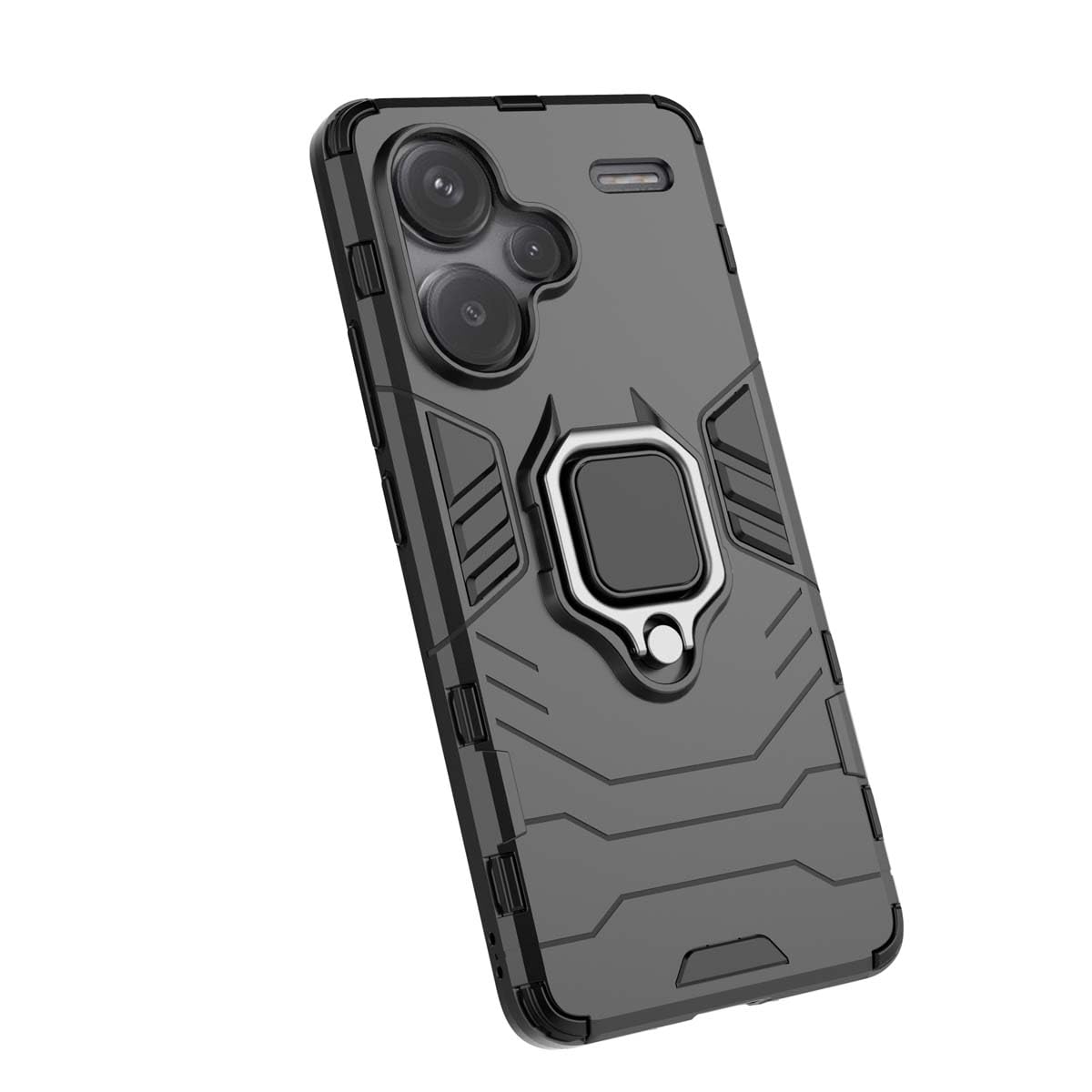 GOKEN Cover Per Xiaomi Redmi Note 13 Pro Plus 5G – Doppio Strato Con Anello 360° E Protezione Lente – Nero