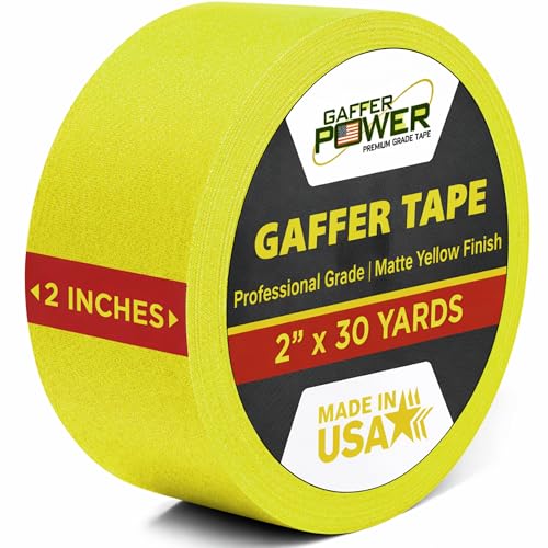 Gaffer Power Sunshine Yellow Gaffer Tape 2” x 30 Yards – No Residue, High Visibility, Made in USA, Non-Reflective Matte Cloth Tape for Floor Marking, Safety, Stage & Cable Management