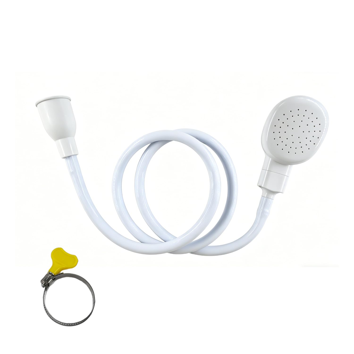 Manguera de fregadero portátil de 1 m, cabezal de ducha, manguera de goma, cabezal de ducha de mano para grifos de baño con abrazaderas de manguera de engranaje de acero inoxidable ajustables